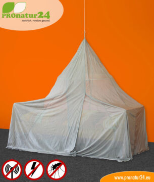 Baldachin fürs Einzelbett in Pyramidenform mit Schutz vor Elektrosmog durch Funk (HF) und elektrischen Feldern (NF)