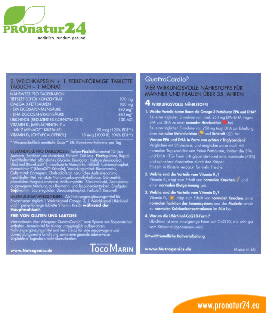 WHC Quattro Cardio von Nutrogenics Verpackung