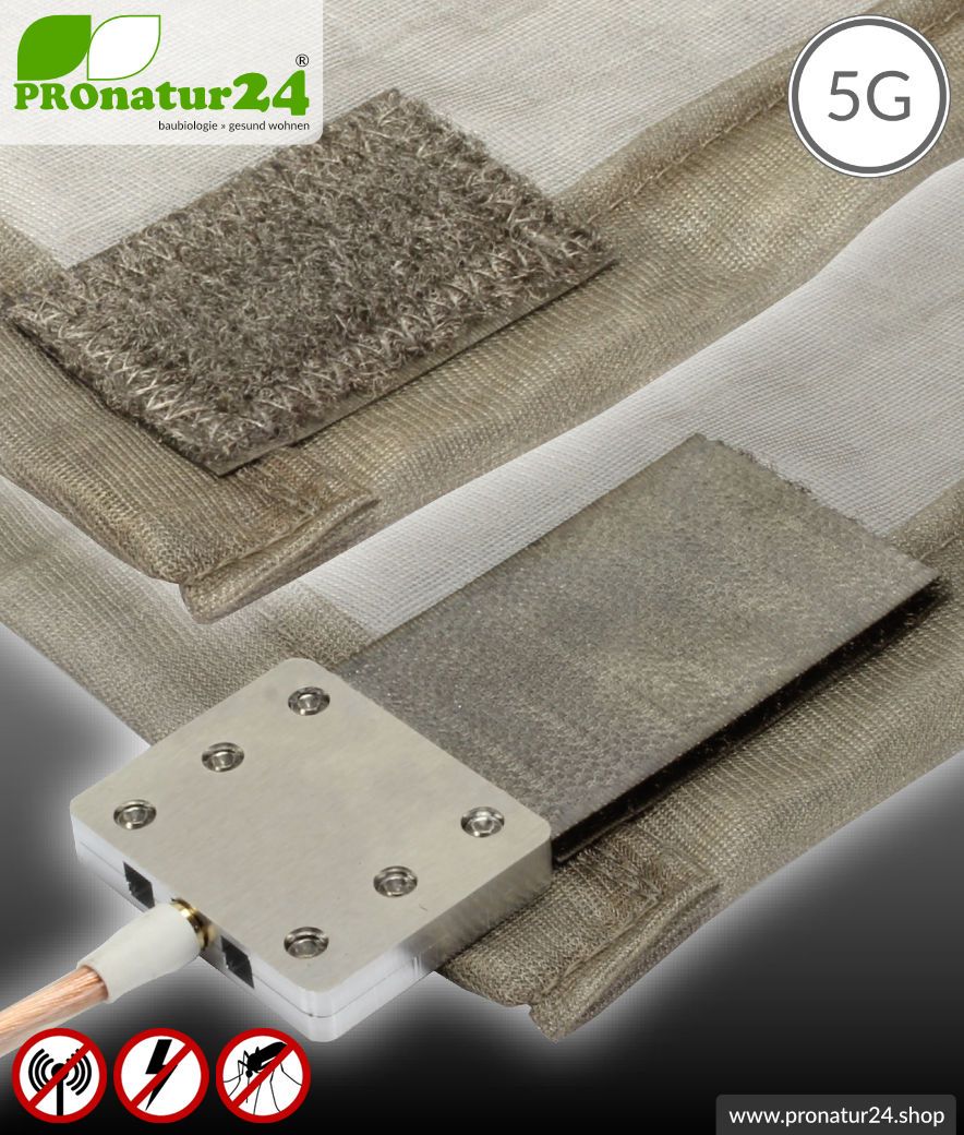Abschirmender Baldachin Elektrosmog PRO all inclusive. Kasten Doppelbett Set. Abschirmung Funk bis 50 dB. Erdbar. Wirkungsvoll gegen 5G!