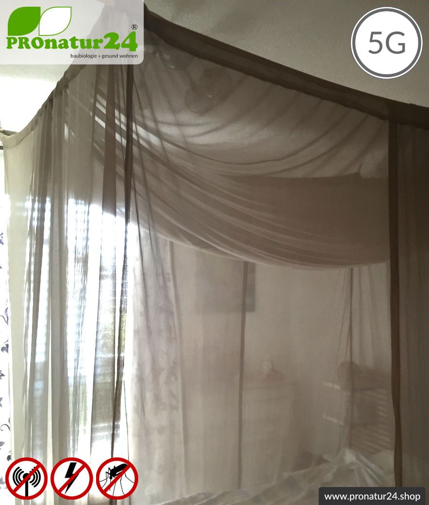 Abschirmender Baldachin Elektrosmog PRO all inclusive. Kasten Doppelbett Set. Abschirmung Funk bis 50 dB. Erdbar. Wirkungsvoll gegen 5G!