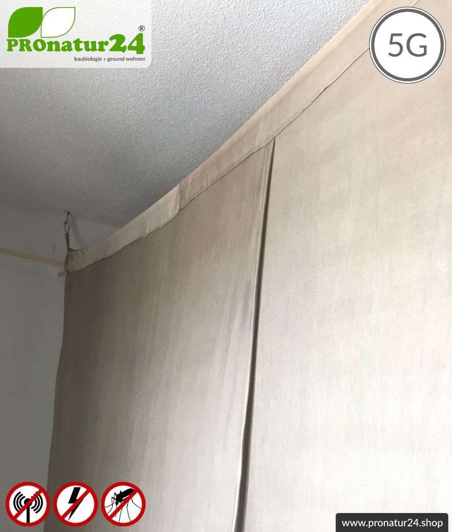 Abschirmender Baldachin Elektrosmog PRO all inclusive. Kasten Doppelbett Set. Abschirmung Funk bis 50 dB. Erdbar. Wirkungsvoll gegen 5G!