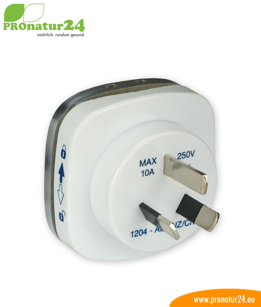 Erdungsstecker Typ I, AS/NZS 3112, GB 1002, IRAM 2073 zur Erdung vom zB. Elektrosmog Baldachin PRO