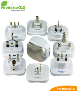 Weltstecker Erdungsset mit 8 Adaptern - alle Länder!