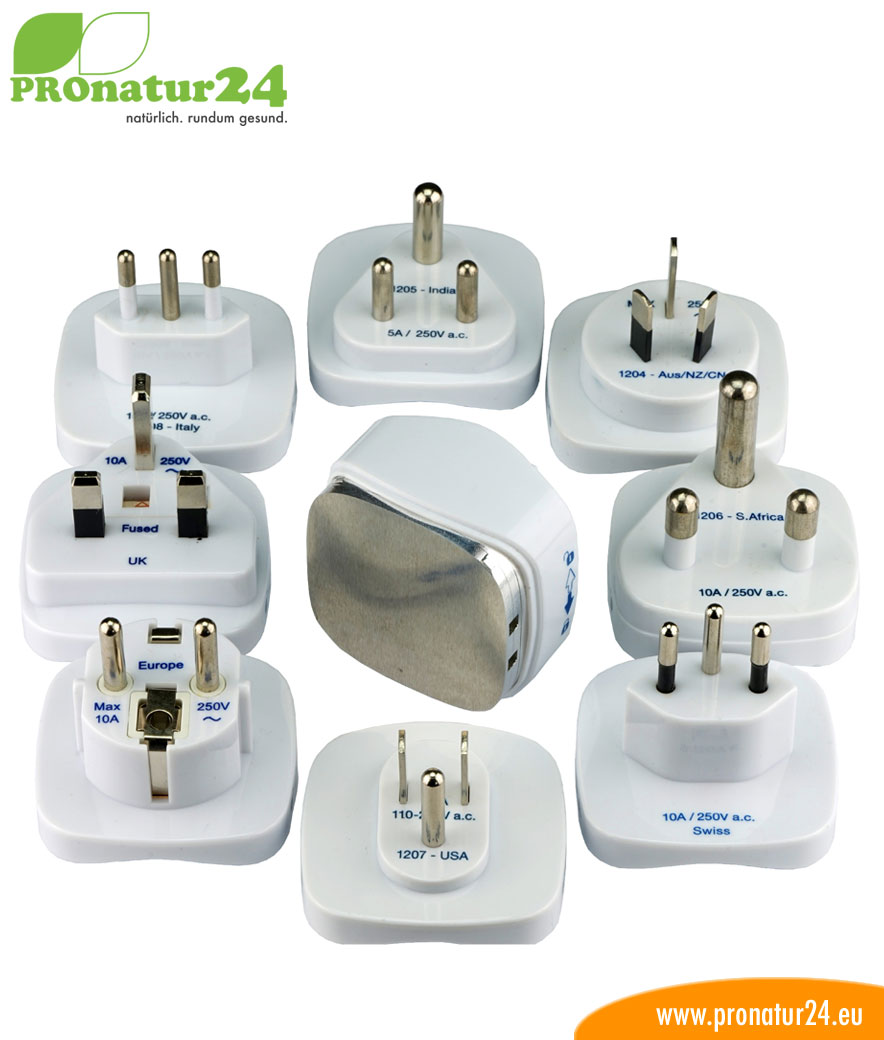 Weltstecker Erdungsset mit 8 Adaptern - alle Länder!