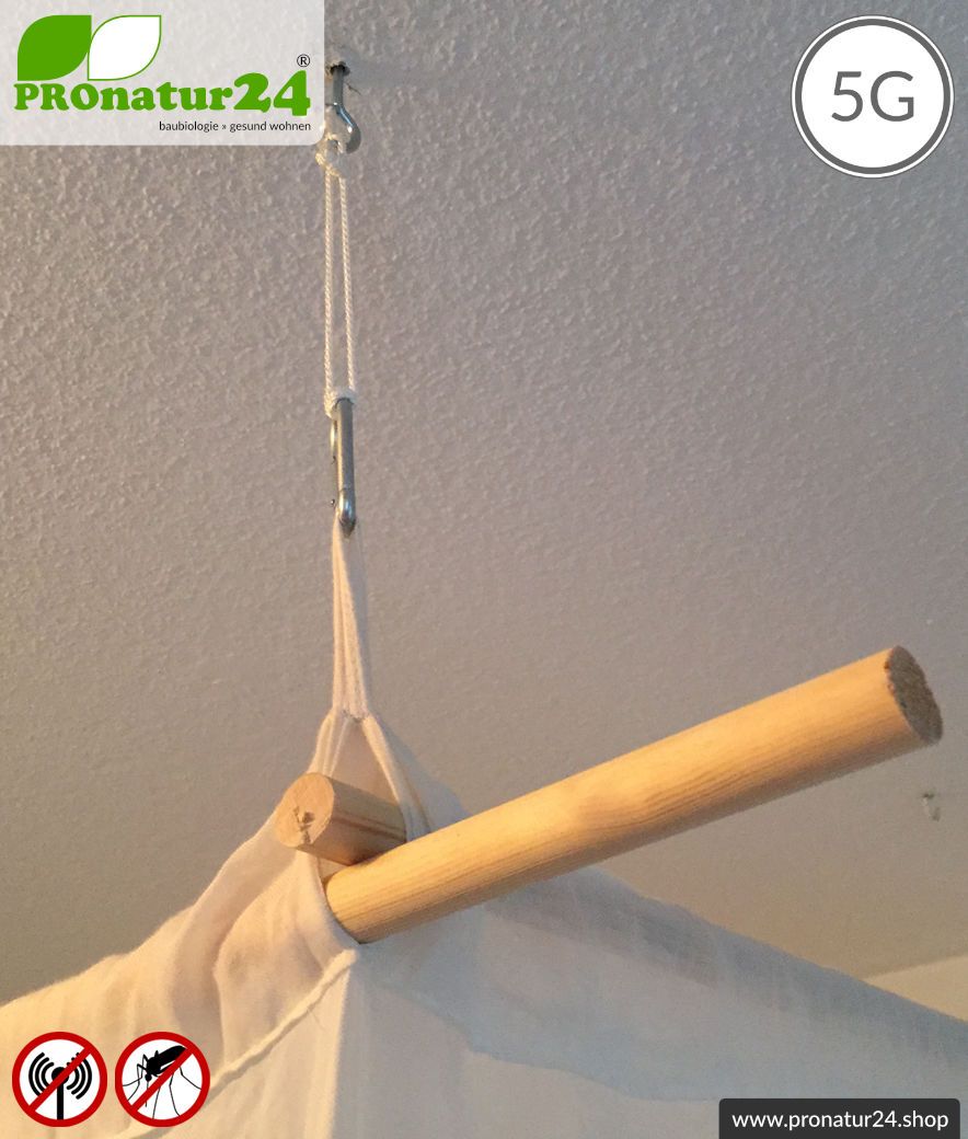 Abschirmender Baldachin Elektrosmog FUNK. Abschirmung Funk bis 38 dB. 5G ready!