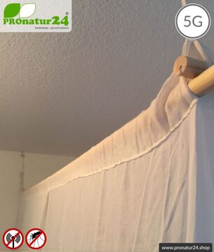 Abschirmender Baldachin Elektrosmog FUNK. Abschirmung Funk bis 38 dB. 5G ready!