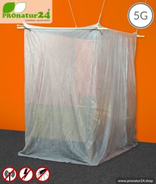 Abschirmender Baldachin Elektrosmog PRO. Kasten Einzelbett Set. Abschirmung Funk bis 50 dB. Erdbar. Wirkungsvoll gegen 5G!
