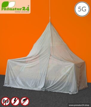 Abschirmender Baldachin Elektrosmog PRO. Pyramide Einzelbett Set. Abschirmung Funk bis 50 dB. Erdbar. Wirkungsvoll gegen 5G!