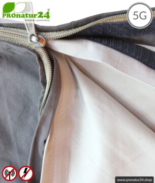 Abschirmendes Schlafsack SET Elektrosmog PRO all inclusive. Schutz vor Elektrosmog HF (bis zu 41 dB) für unterwegs. Erdbar. Wirkungsvoll gegen 5G!