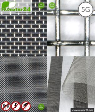 Edelstahlgewebe V4A03 mit Schirmdämpfung bis zu 50 dB gegen Elektrosmog HF. NF erdbar. Wirkungsvoll gegen 5G!