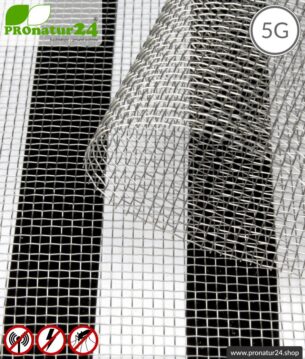 Edelstahlgewebe V4A03 mit Schirmdämpfung bis zu 40 dB gegen HF Elektrosmog. Erdbar. Ideal für Aussenwände. 5G ready!