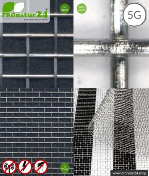 Edelstahlgewebe V4A03 mit Schirmdämpfung bis zu 40 dB gegen HF Elektrosmog. Erdbar. Ideal für Aussenwände. 5G ready!