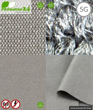 Abschirmstoff SILVER ELASTIC für Bekleidung, HF Abschirmung bis 50 dB, NF erdbar. Wirkungsvoll gegen 5G!