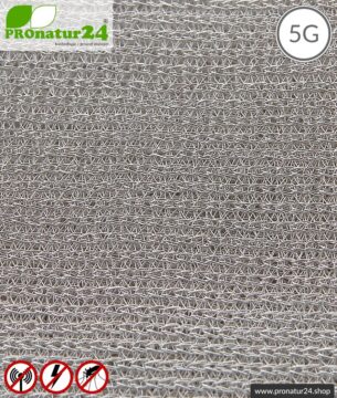 Abschirmstoff SILVER TULLE für Vorhänge und Baldachine. HF Abschirmung bis 50 dB, NF erdbar. Ideal bei 5G!