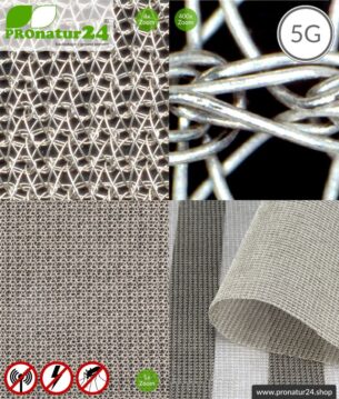 Abschirmstoff SILVER TULLE für Vorhänge und Baldachine. HF Abschirmung bis 50 dB, NF erdbar. Ideal bei 5G!