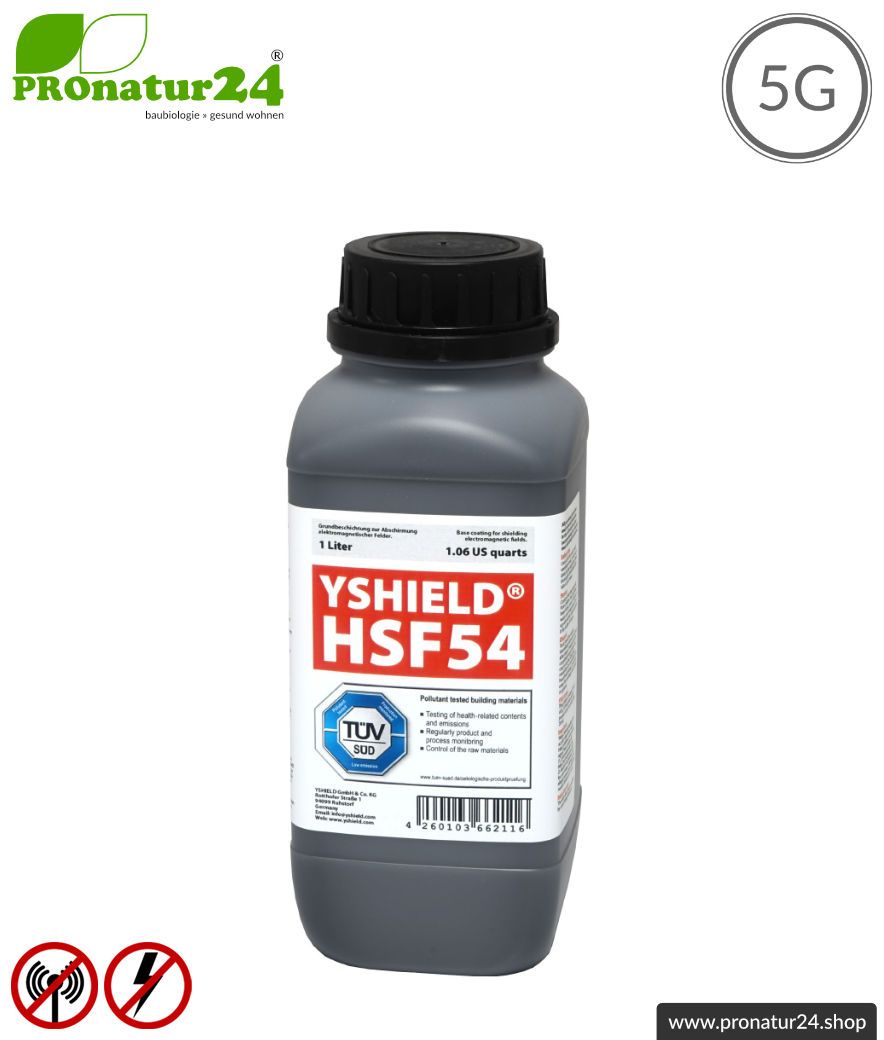 Abschirmfarbe HSF54. HF Abschirmung bis zu 67 dB bei 40 GHz. NF Erdung notwendig. Universeller Klassiker von YSHIELD. TÜV SÜD zertifiziert. Abschirmfarbe HSF54. HF Abschirmung bis zu 67 dB bei 40 GHz. NF Erdung notwendig. Universeller Klassiker von YSHIELD. TÜV SÜD zertifiziert.