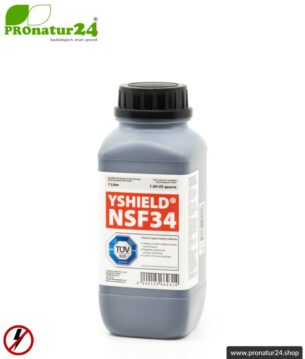 Abschirmfarbe NSF34 | NF Abschirmung bis 40 dB. Schutz vor niederfrequenten elektrischen Felder (Hausstrom). | TÜV SÜD zertifiziert | Erdung notwendig.
