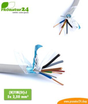 abgeschirmtes BIO Kabel (N)YM(St)-J 5x 2,50 mm²