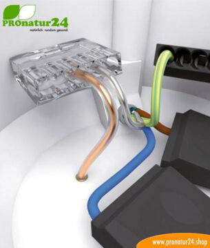 Dosenklemme für Beidraht vom geschirmten Elektrokabel in der geschirmten Putzdose