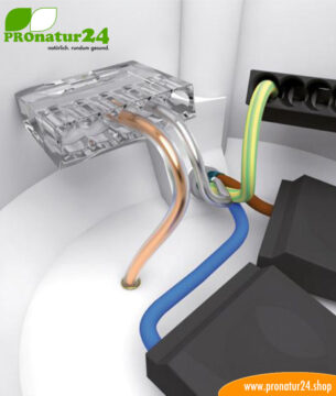 Dosenklemme für Beidraht vom geschirmten Elektrokabel in der geschirmten Putzdose