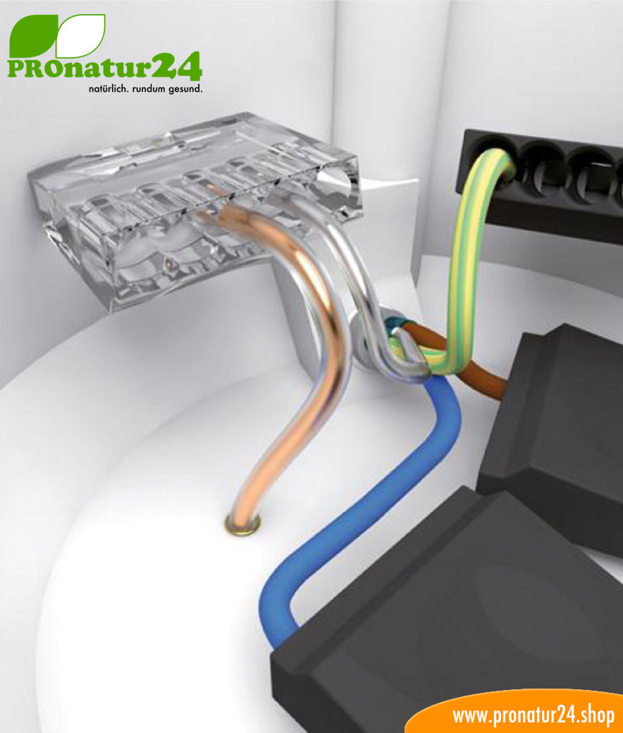 Dosenklemme für Beidraht vom geschirmten Elektrokabel in der geschirmten Putzdose