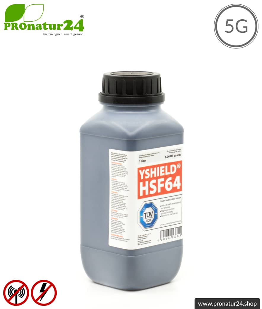 Abschirmfarbe HSF64 | HF Abschirmung bis zu 54 dB. Ohne Konservierungsmittel » ideal für Allergiker | TÜV SÜD zertifiziert | Erdung notwendig. Effektiv bei 5G!