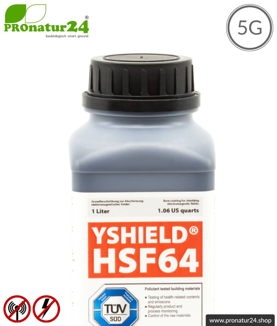 Abschirmfarbe HSF64 | HF Abschirmung bis zu 54 dB. Ohne Konservierungsmittel » ideal für Allergiker | TÜV SÜD zertifiziert | Erdung notwendig. Effektiv bei 5G!