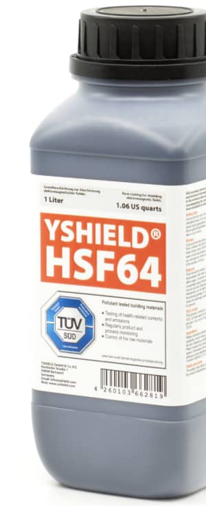 Abschirmfarbe HSF64 | HF Abschirmung bis zu 54 dB. Ohne Konservierungsmittel » ideal für Allergiker | TÜV SÜD zertifiziert | Erdung notwendig. Effektiv bei 5G! Abschirmfarbe HSF64 | HF Abschirmung bis zu 54 dB. Ohne Konservierungsmittel » ideal für Allergiker | TÜV SÜD zertifiziert | Erdung notwendig. Effektiv bei 5G!