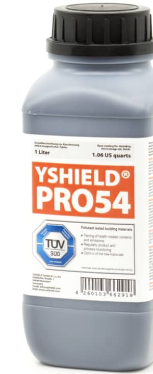 Abschirmfarbe PRO54 | HF Abschirmung bis zu 53 dB. Kein Graphit-Effekt = färbt nicht ab. Technisch die belastbarste Abschirmfarbe. | TÜV SÜD zertifiziert | Erdung notwendig. Effektiv bei 5G! Abschirmfarbe PRO54 | HF Abschirmung bis zu 53 dB. Kein Graphit-Effekt = färbt nicht ab. Technisch die belastbarste Abschirmfarbe. | TÜV SÜD zertifiziert | Erdung notwendig. Effektiv bei 5G!