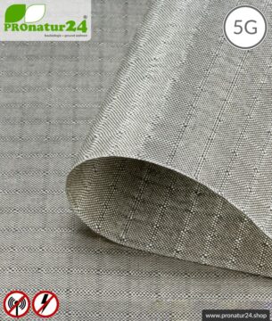 Abschirmstoff SILVER SILK für Handytaschen & Innentaschen. RFID/NFC Datenschutz. HF Abschirmung bis 60 dB. Erdbar. Wirkungsvoll gegen 5G!
