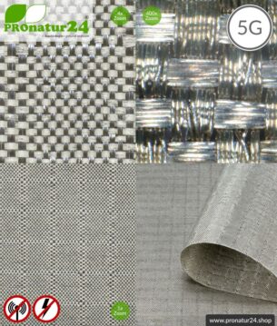Abschirmstoff SILVER SILK für Handytaschen & Innentaschen. RFID/NFC Datenschutz. HF Abschirmung bis 60 dB. Erdbar. Wirkungsvoll gegen 5G!