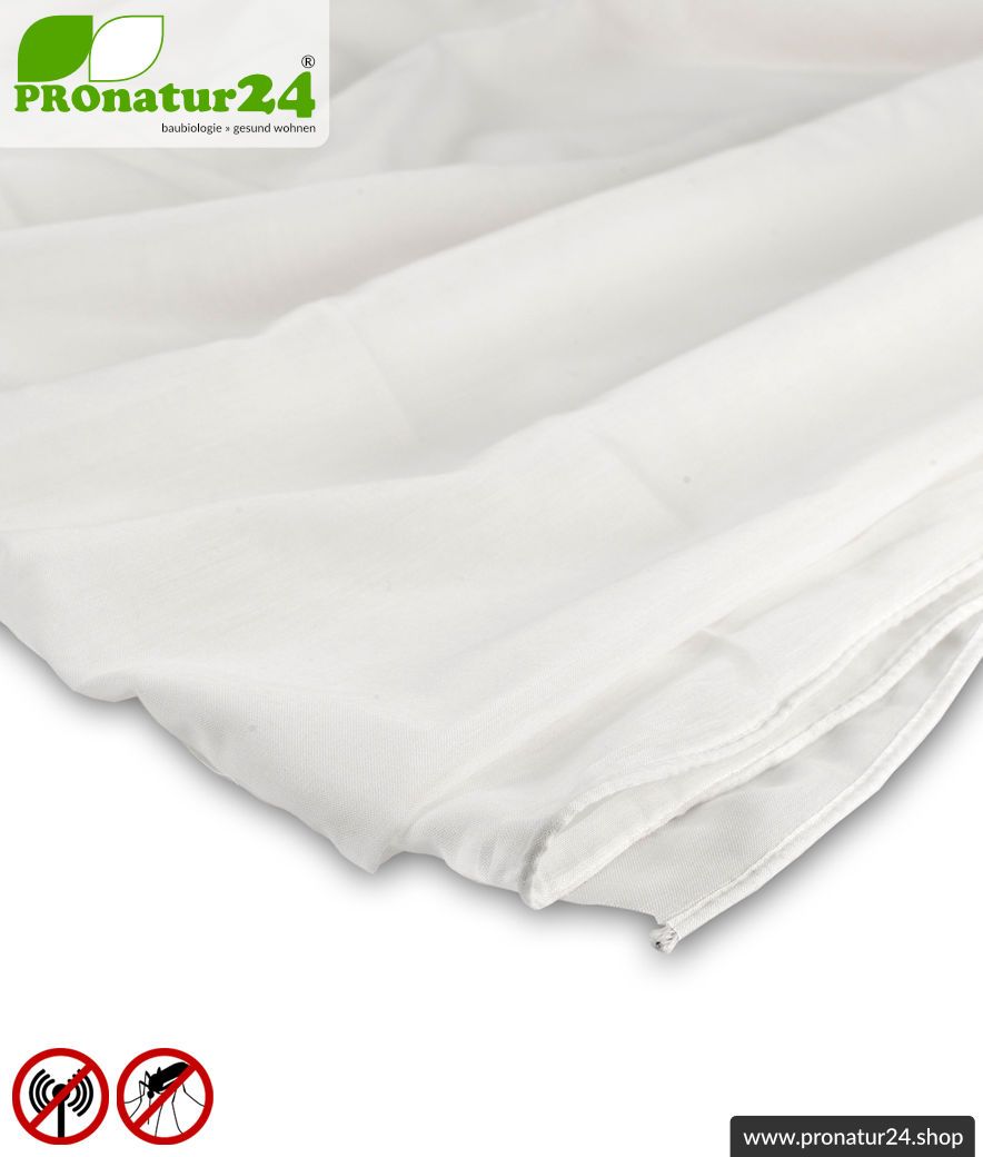 Abschirmstoff EVOLUTION mit integrierter Beschwerung. HF Abschirmung bis 30 dB. Knitterarm, strapazierfähig, pflegeleicht.
