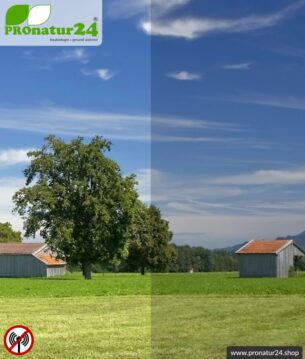 Abschirmende Fensterfolie RDF62. Schirmdämpfung HF bis zu 19 dB. Geeignet für Regionen mit reduzierter Funkstrahlung und für Innenräume.