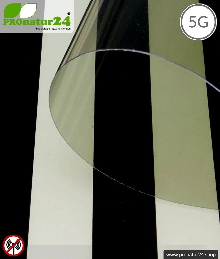 Abschirmende Fensterfolie RDF72 PREMIUM. Schirmdämpfung bis zu 30 dB gegen Funkstrahlung HF. Wirkungsvoll gegen 5G!