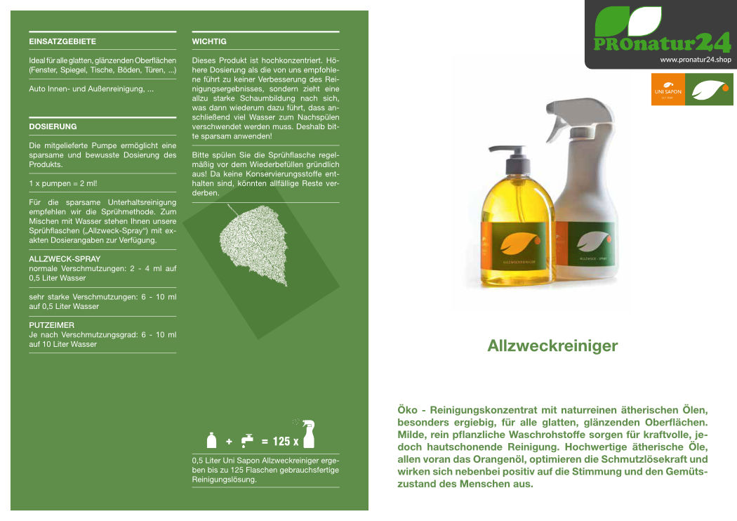 Anwendung vom Allzweckreiniger von UNI SAPON