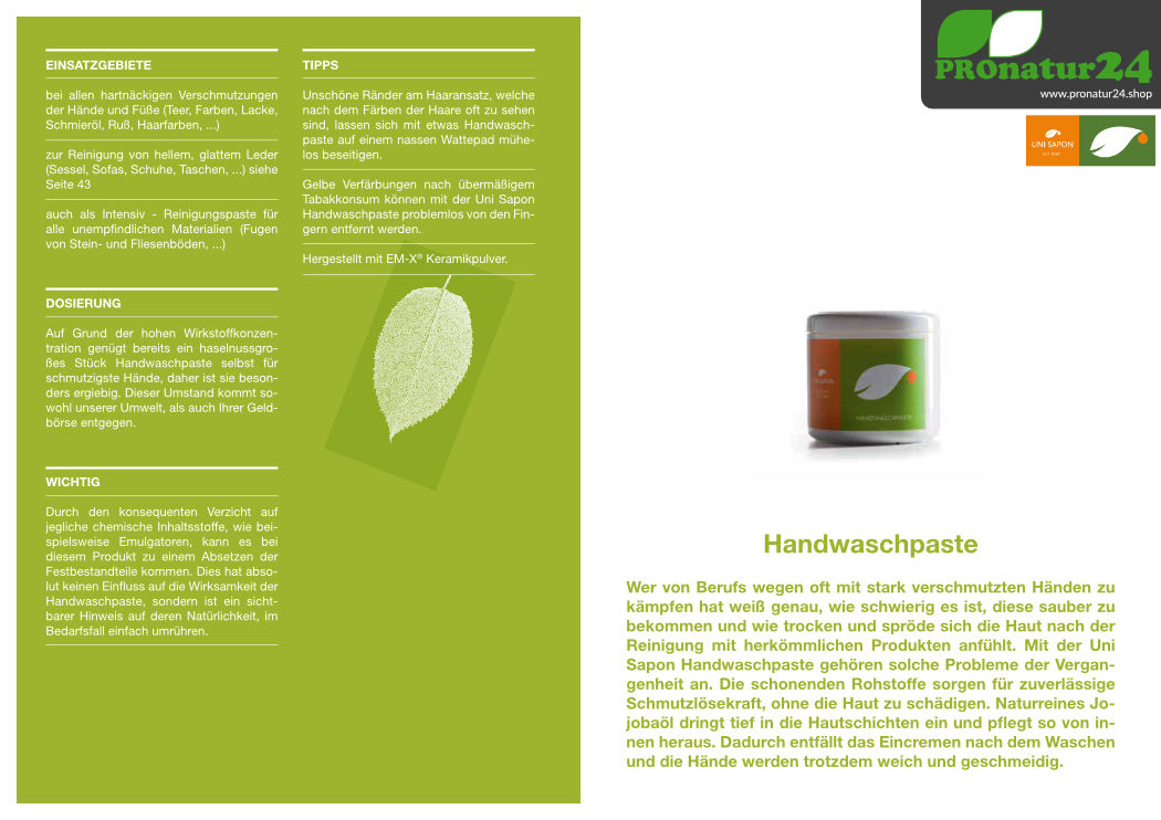 Anwendung der Handwaschpaste von UNI SAPON