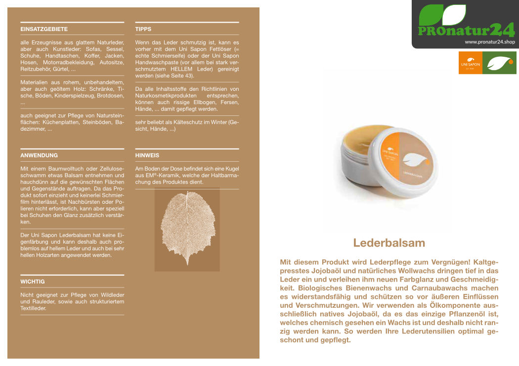Anwendung vom Lederbalsam von UNI SAPON