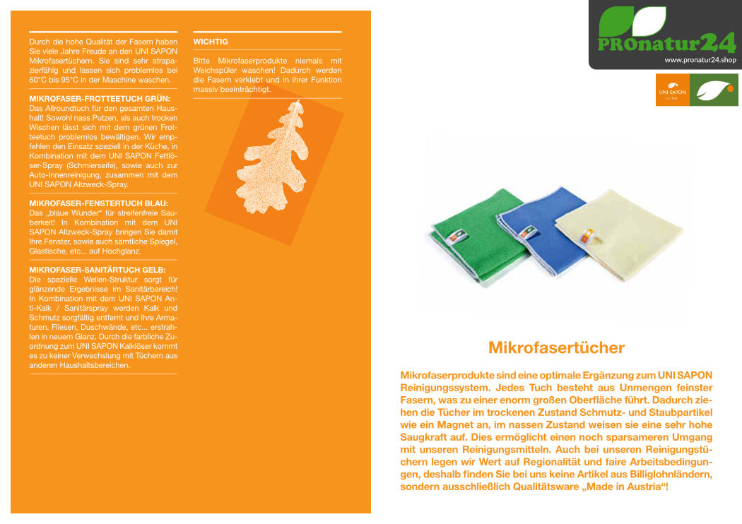Anwendung der Mikrofasertücher von UNI SAPON