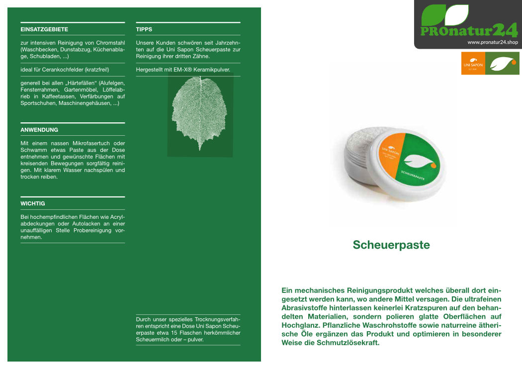 Anwendung der Scheuerpaste von UNI SAPON