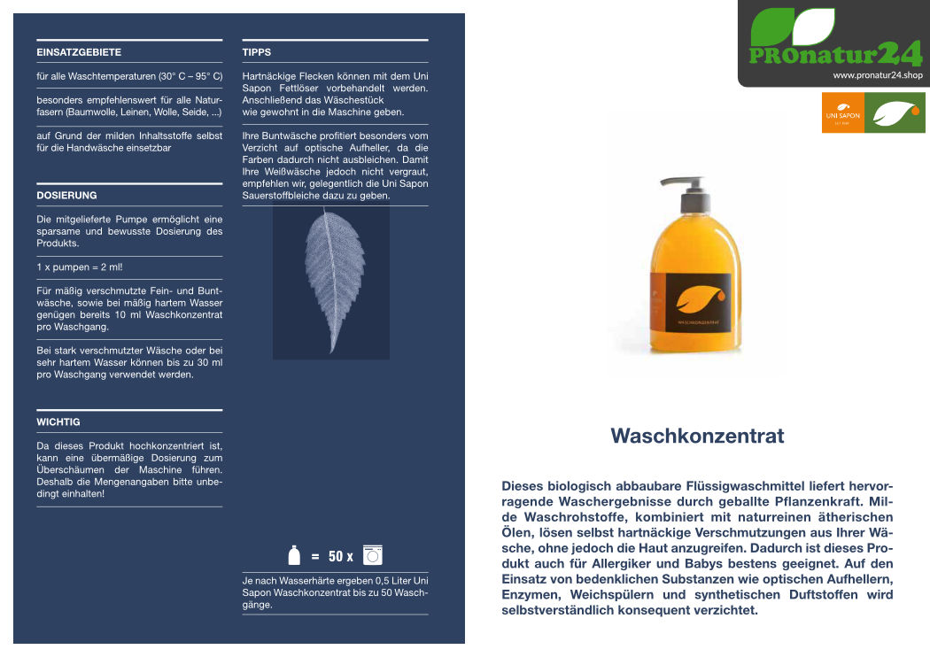 Anwendung vom Waschkonzentrat (Waschmittel) von UNI SAPON