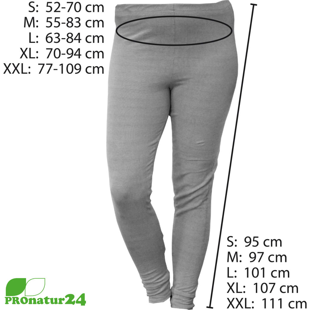 Größentabelle für die abschirmende Hose
