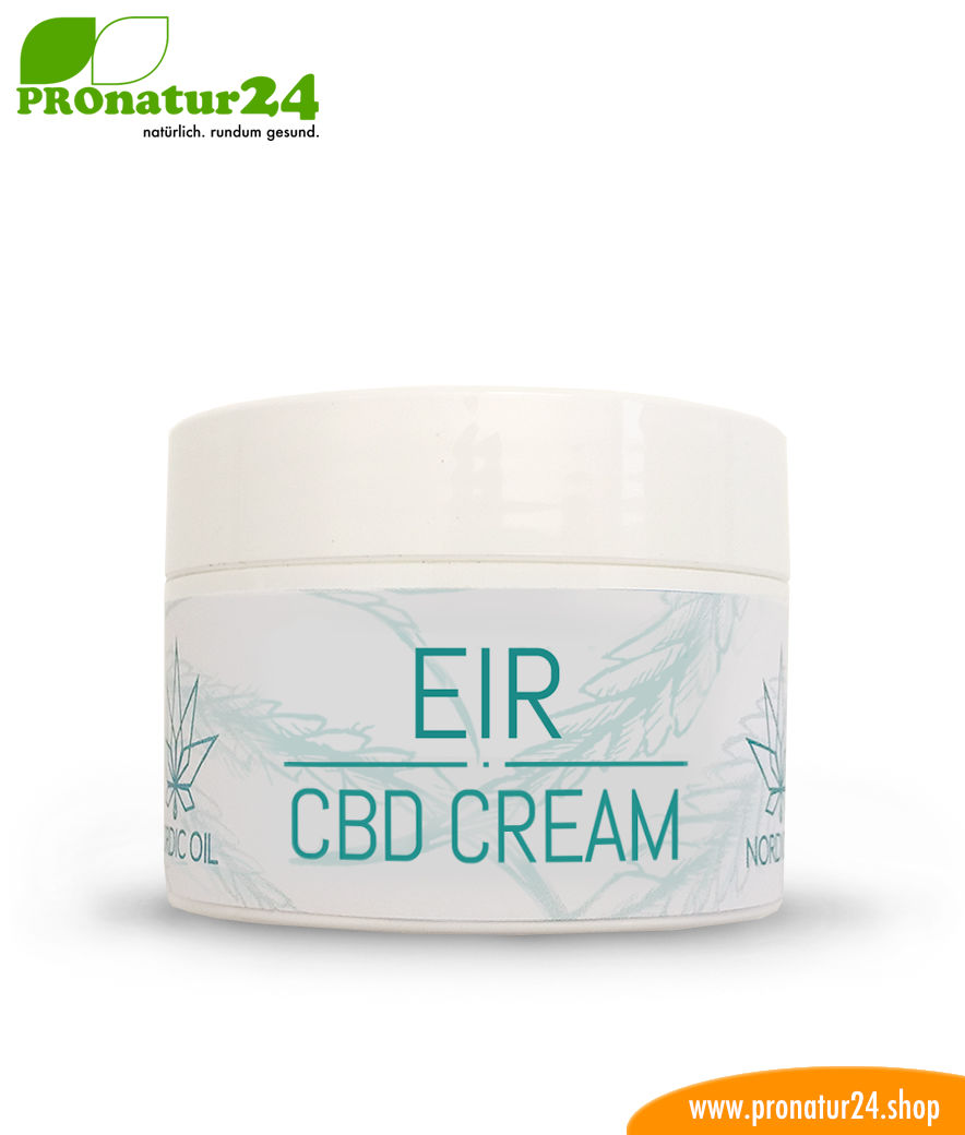 EIR CBD Hautcreme. Entwickelt von Nordic Oil als Hilfe bei bzw. gegen Schuppenflechte (Psoriasis) mittels u.a. Cannabidiol. Ohne THC.