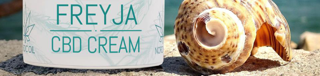 FREYJA CBD Hautcreme. Entwickelt von Nordic Oil als Unterstützung und Hilfe bei Ekzemen (Hautentzündungen) mittels u.a. Cannabidiol. Ohne THC. Vegan.