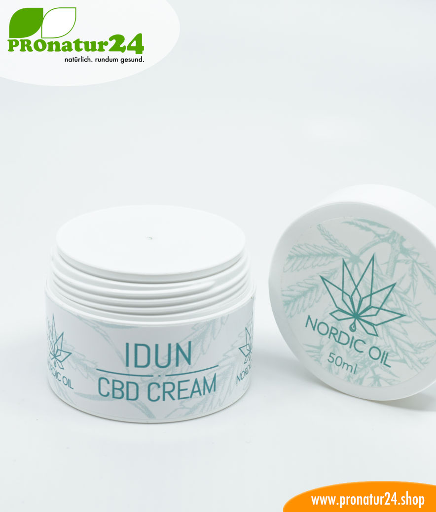 IDUN CBD Feuchtigkeitscreme. Hautcreme für eine optimale Hydratisierung mit der Kraft der Cannabis Pflanze. Ohne THC. Vegan.