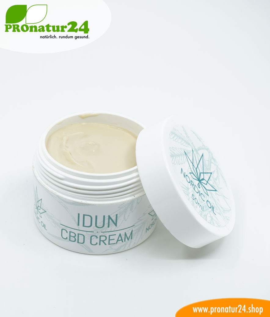 IDUN CBD Feuchtigkeitscreme. Hautcreme für eine optimale Hydratisierung mit der Kraft der Cannabis Pflanze. Ohne THC. Vegan.