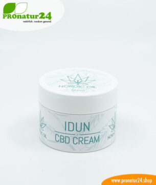 IDUN CBD Feuchtigkeitscreme. Hautcreme für eine optimale Hydratisierung mit der Kraft der Cannabis Pflanze. Ohne THC. Vegan.