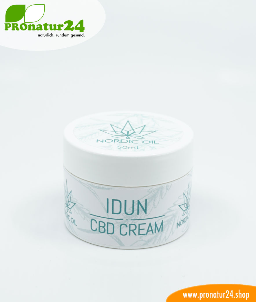 IDUN CBD Feuchtigkeitscreme. Hautcreme für eine optimale Hydratisierung mit der Kraft der Cannabis Pflanze. Ohne THC. Vegan.