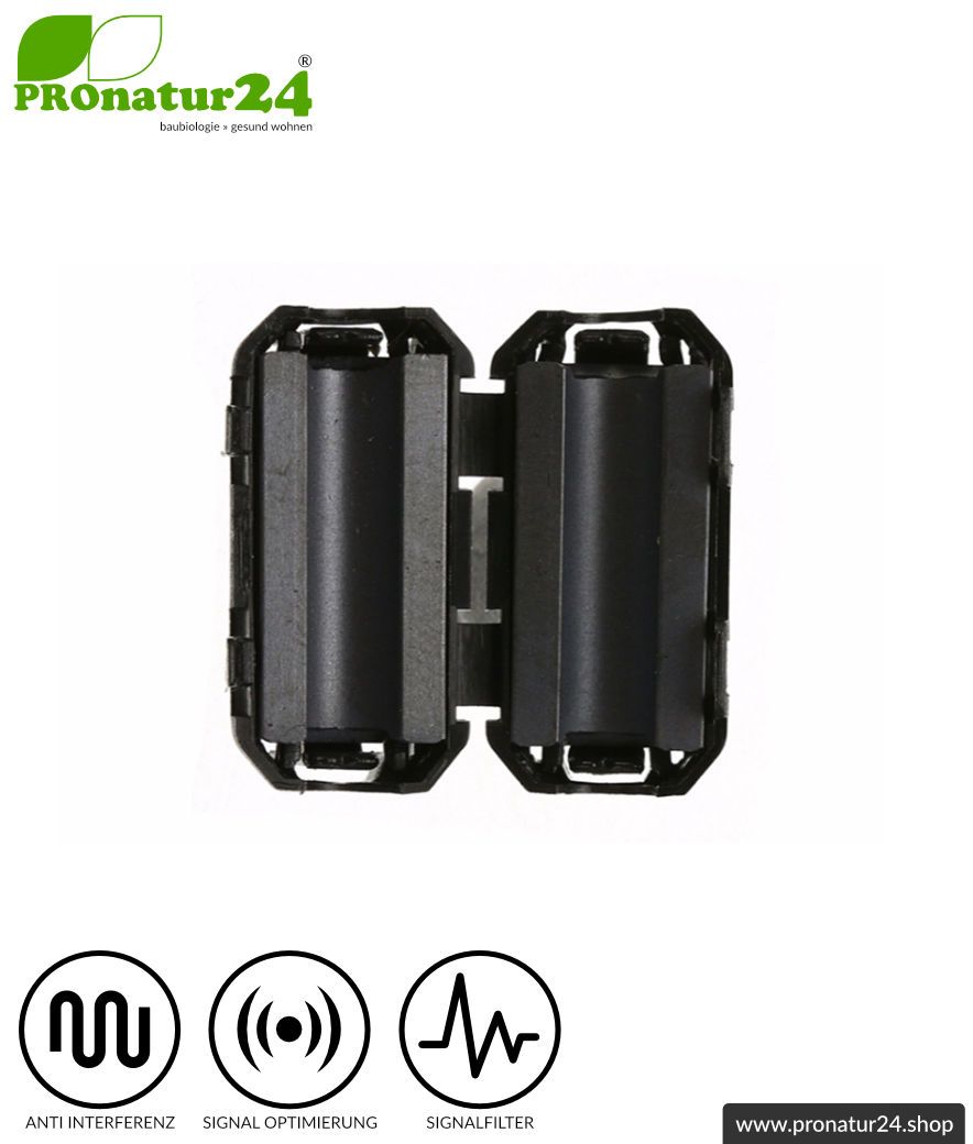GRATIS Ferritkern Filter gegen Elektrosmog im Headsetkabel, klickbar, für Kabel bis zu 5 mm Durchmesser - 1x FERRITKERN GESCHENK!
