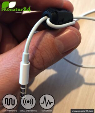 GRATIS Ferritkern Filter gegen Elektrosmog im Headsetkabel, klickbar, für Kabel bis zu 5 mm Durchmesser - 1x FERRITKERN GESCHENK!