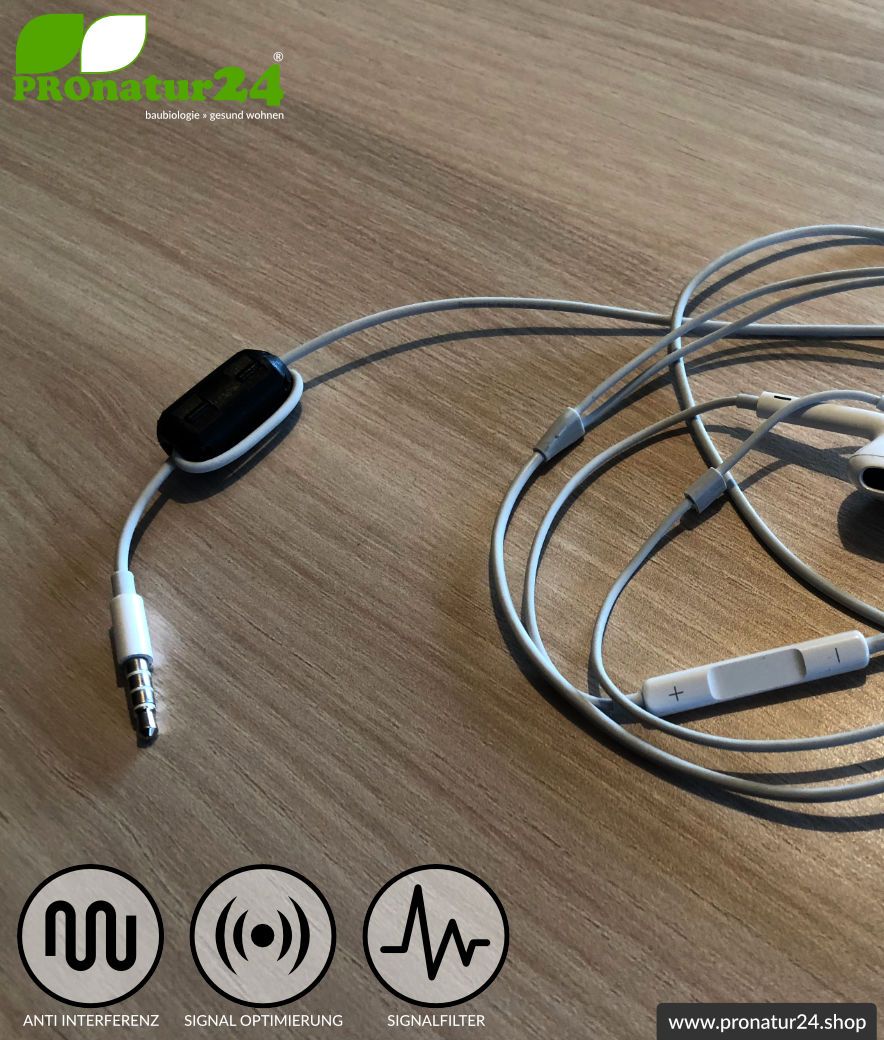GRATIS Ferritkern Filter gegen Elektrosmog im Headsetkabel, klickbar, für Kabel bis zu 5 mm Durchmesser - 1x FERRITKERN GESCHENK!